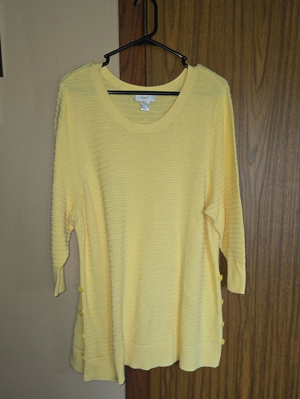 CJ Banks Yellow Ribbed Button-Side Tunic